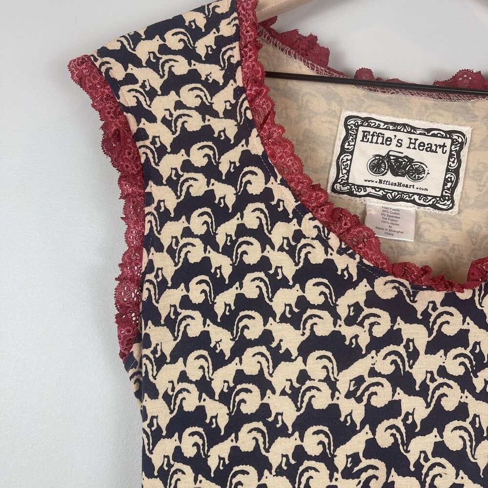 Effie's Heart Navy and Cream Floral Midi Dress with Red Trim - Picture 5 of 15